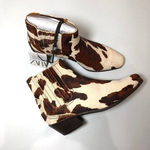 NWT Zara Cow Print Boots Size 7.5